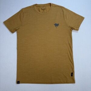 Forclaz Merino Wool Travel 500 T-Shirt Men M/L* Yellow Stretch Base Layer Hiking